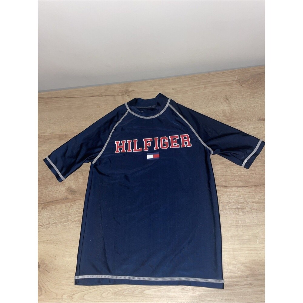 Tommy Hilfiger Boys Rashguard Swim Shirt Size S (8-10) Navy UPF 50+ Sun Protecti